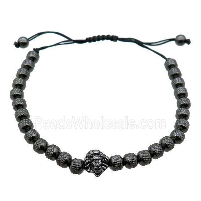 black copper Bracelet with lion, adjustable