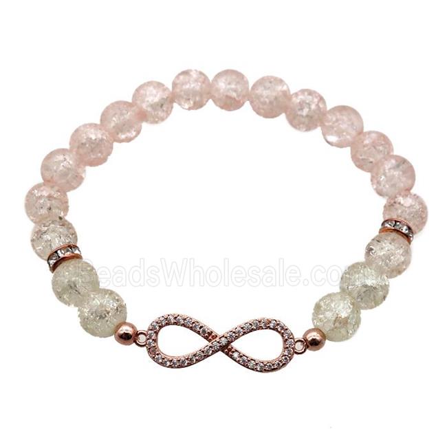 Crackle Crystal Bracelet with infinity, stretchy