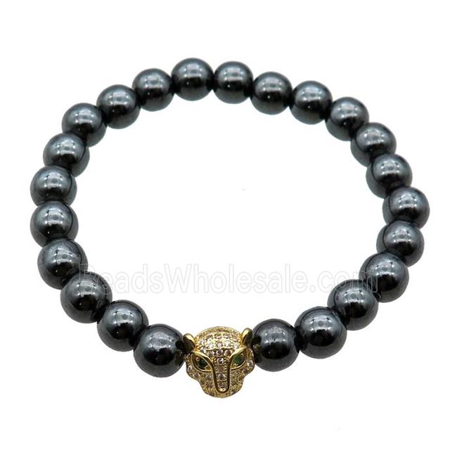 black Hematite Bracelets with foxhead, stretchy
