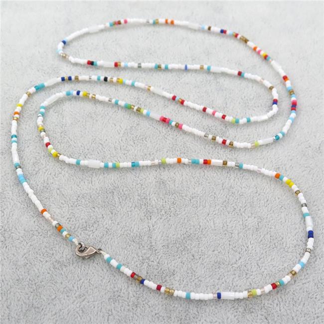 Glass Seed Beaded Necklace, multicolor