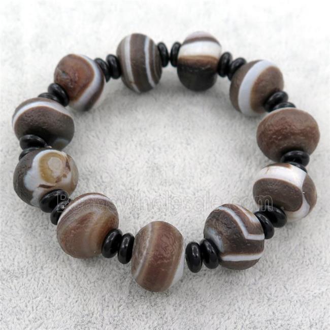 Tibetan Agate beaded bracelet, stretchy