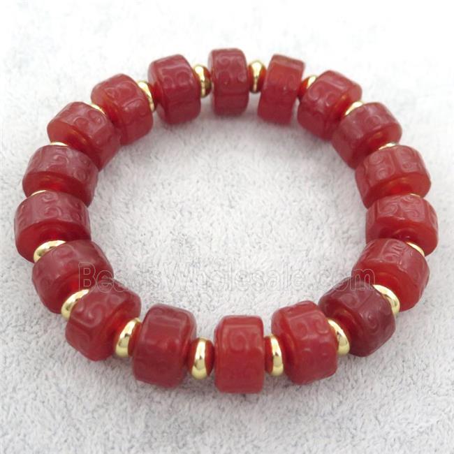 red carnelian agate bracelet, stretchy