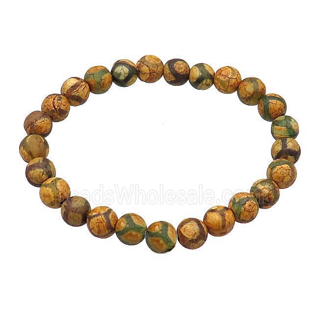 stretchy Tibetan Agate bracelets football round