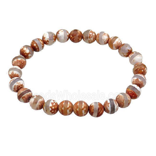 Tibetan Agate bracelet stretchy round