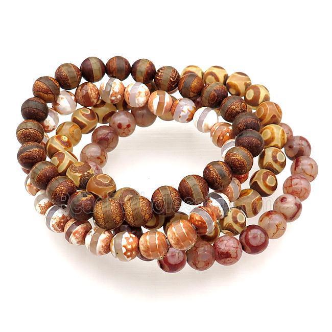mix Tibetan Agate bracelets stretchy round
