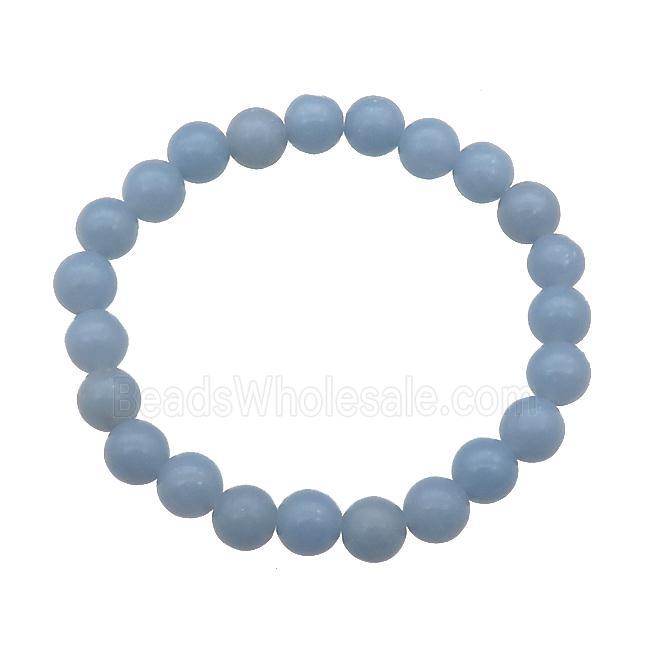 Blue Angelite Bracelet Stretchy Round