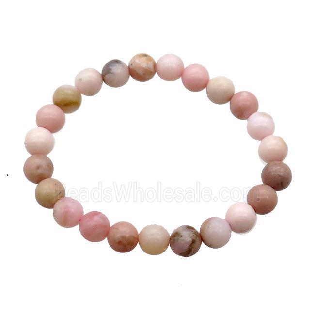 Pink Opal Bracelet Stretchy Round