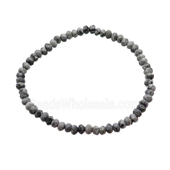 Gray Map Jasper Bracelet Stretchy