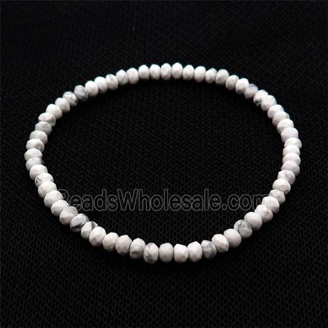 White Howlite Turquoise Bracelet Stretchy