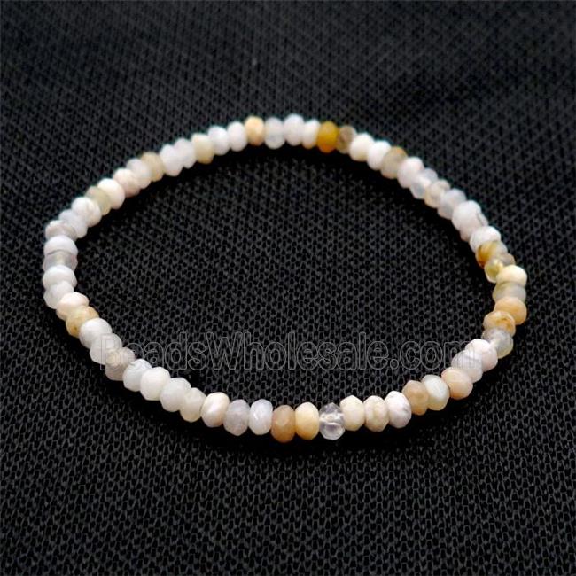 Zhuye Bamboo Agate Bracelet Stretchy Faceted Rondelle