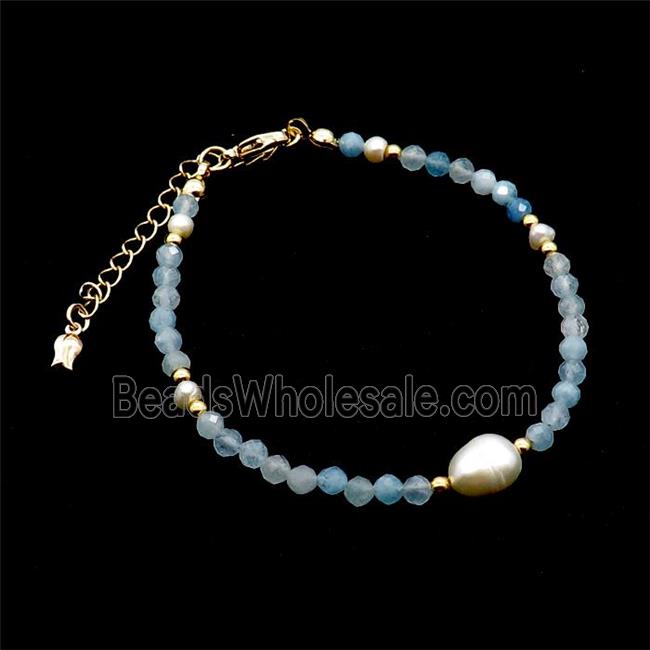 Aquamarine Bracelet With Pearl