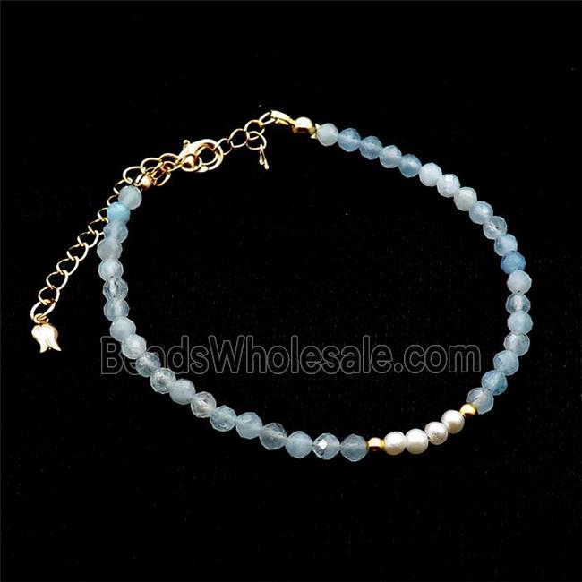 Aquamarine Bracelet With Pearl