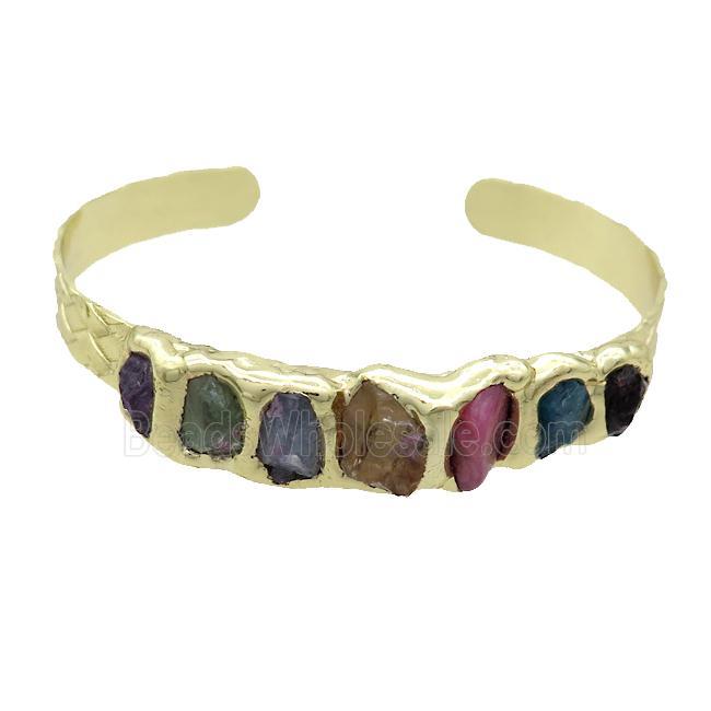 Copper Bangle Pave Gemstone Gold Plated
