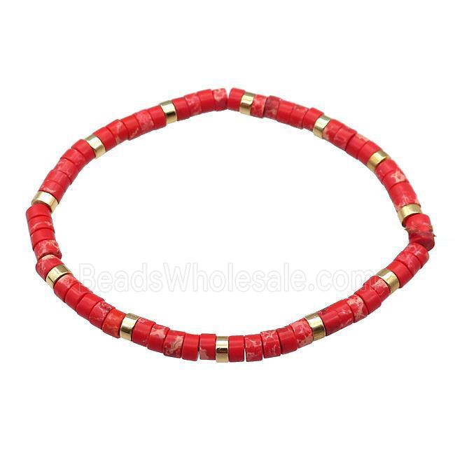 Red Imperial Jasper Bracelet Stretchy