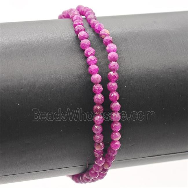 Natural Ruby Bracelet Faceted Round Stretchy Dye