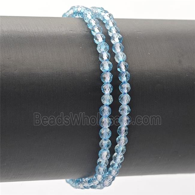 Natural Topaz Bracelet Blue Faceted Round Stretchy