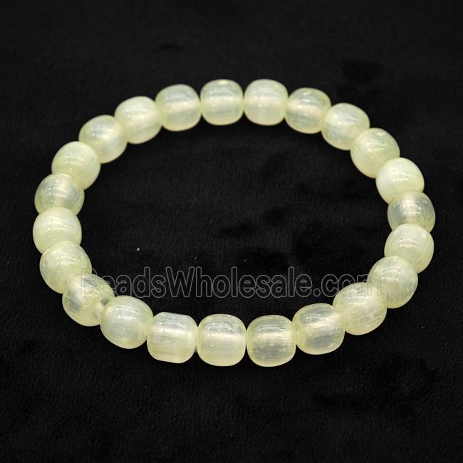 Lt.yellow Selenite Bracelet Stretchy Barrel