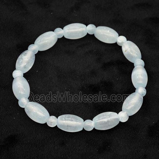 Lt.blue Selenite Bracelet Stretchy Rice