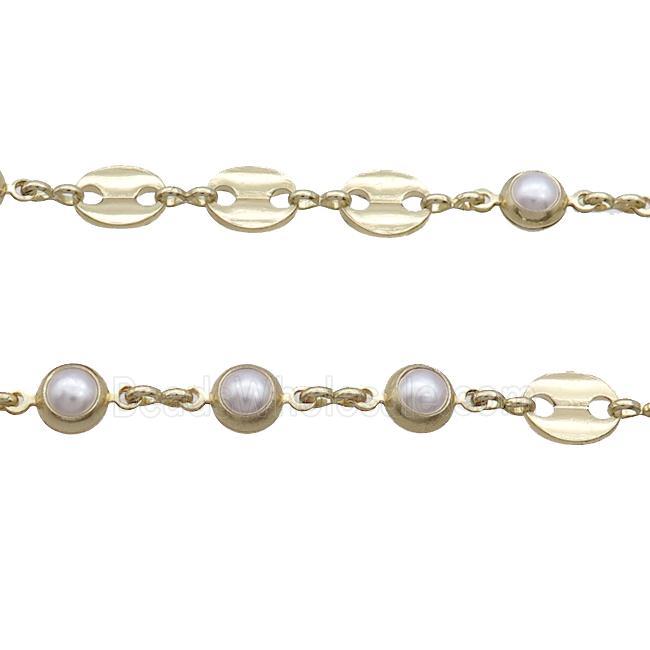 Copper Chain With Pearlized Plastic Gold Plated