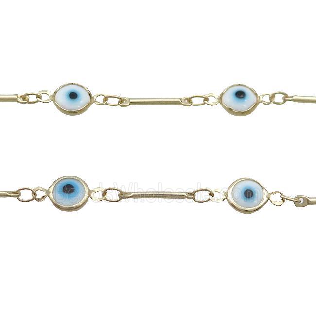 Copper Chain Evil Eye Lampwork Gold Plated
