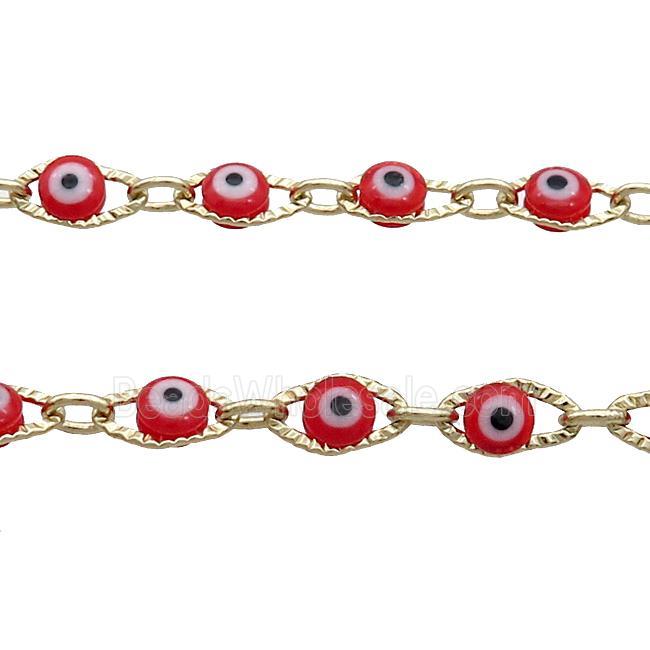 Copper Chain Red Evil Eye Lampwork Gold Plated