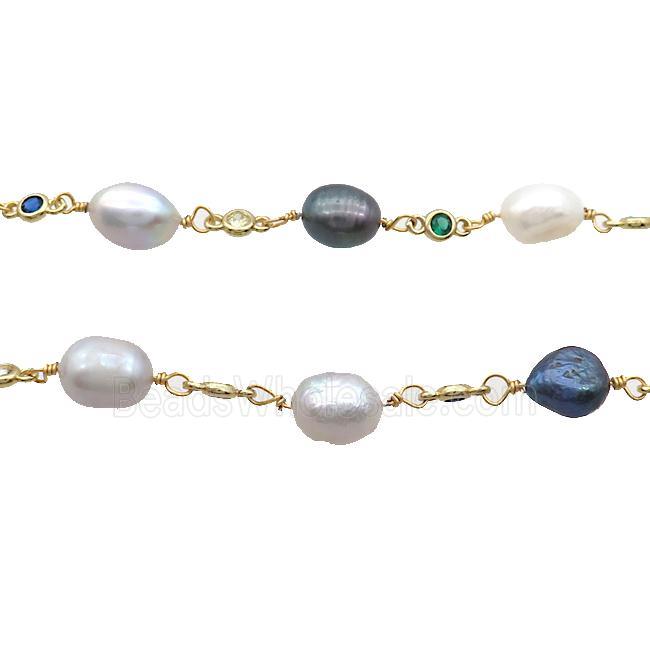 Copper Chain With Pearl Gold Plated