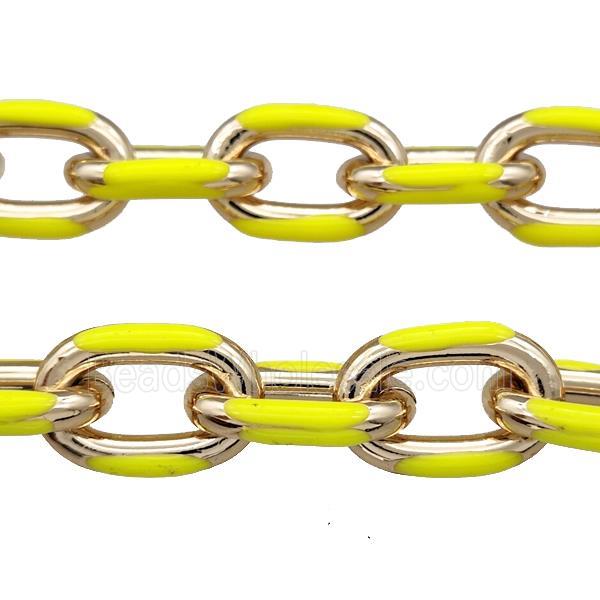 Aluminium Rolo Chain Yellow Enamel Gold Plated