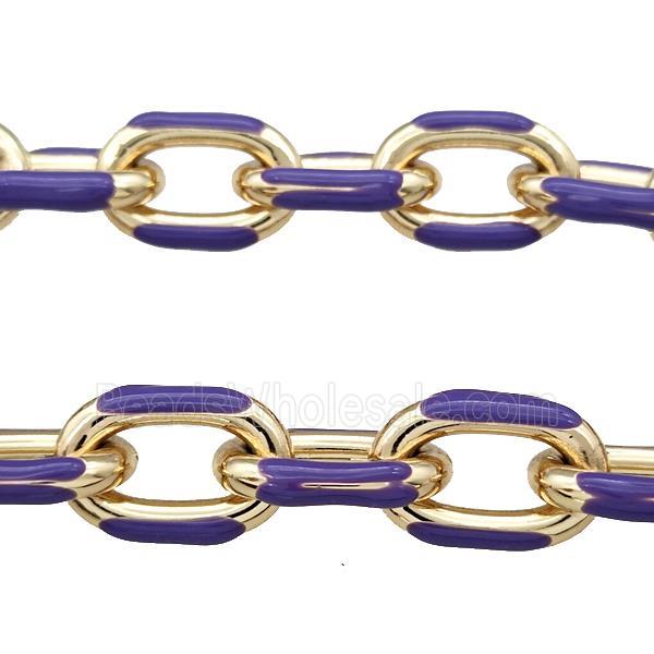 Aluminium Rolo Chain Purple Enamel Gold Plated