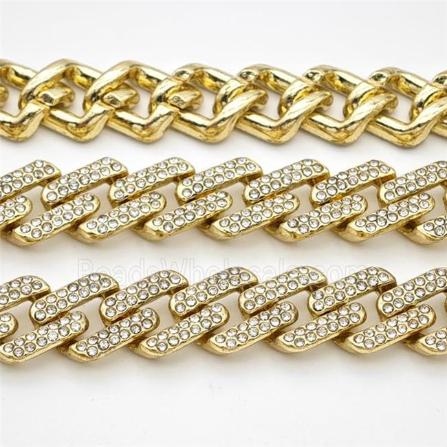 Alloy Chain Pave Rhinestone Gold Plated