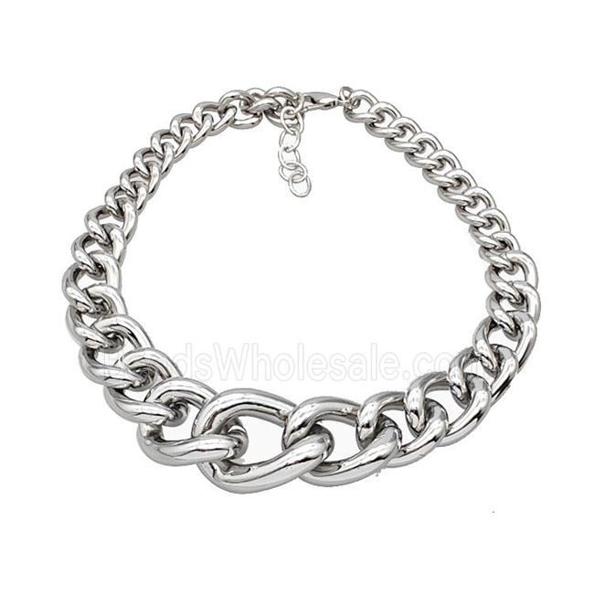 Aluminum Chain Necklace Platinum Plated