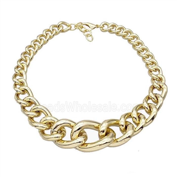 Aluminum Chain Necklace Gold Plated