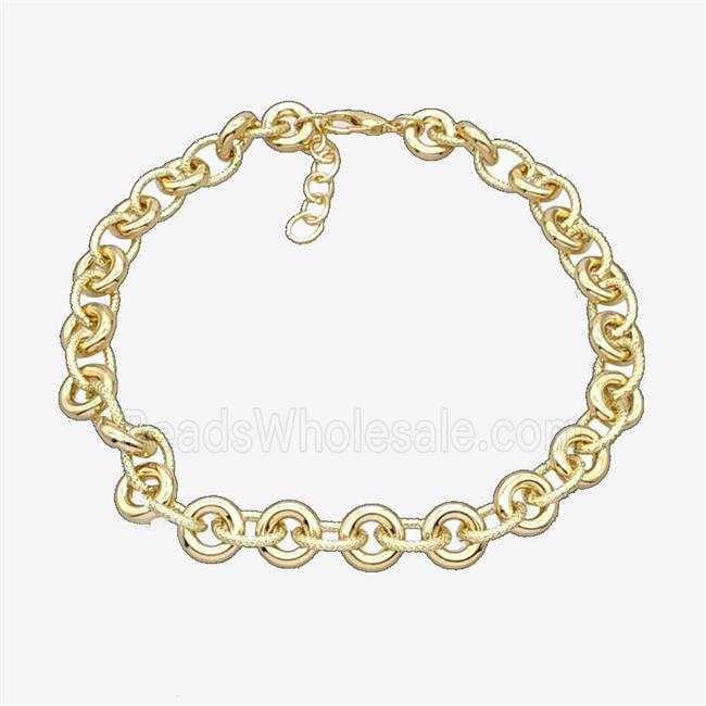 Aluminum And Alloy Chain Necklace Gold Plated