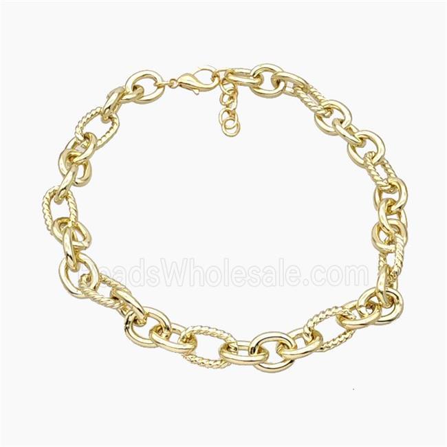 Aluminum Chain Necklace Gold Plated