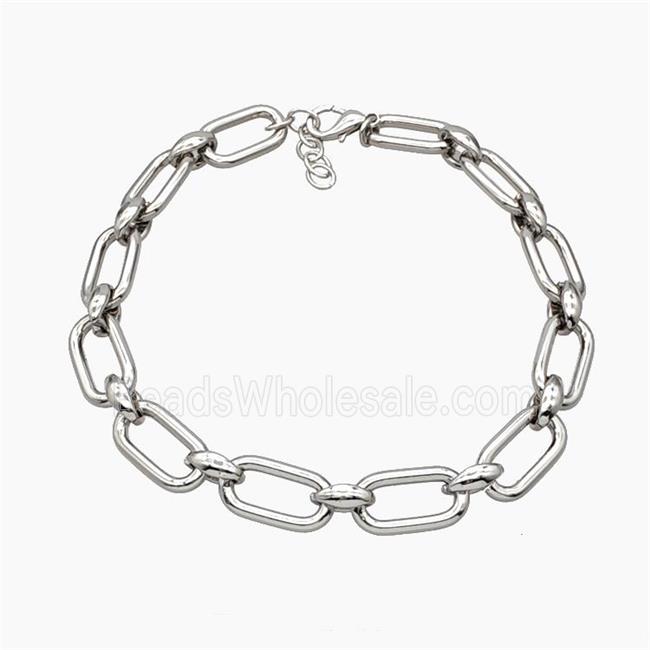 Aluminum Chain Necklace Platinum Plated
