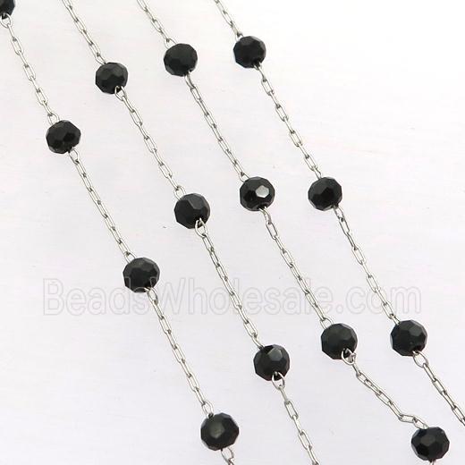 stainless steel chain with black crystal glass