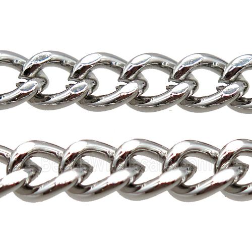 iron curb chain, platinum plated