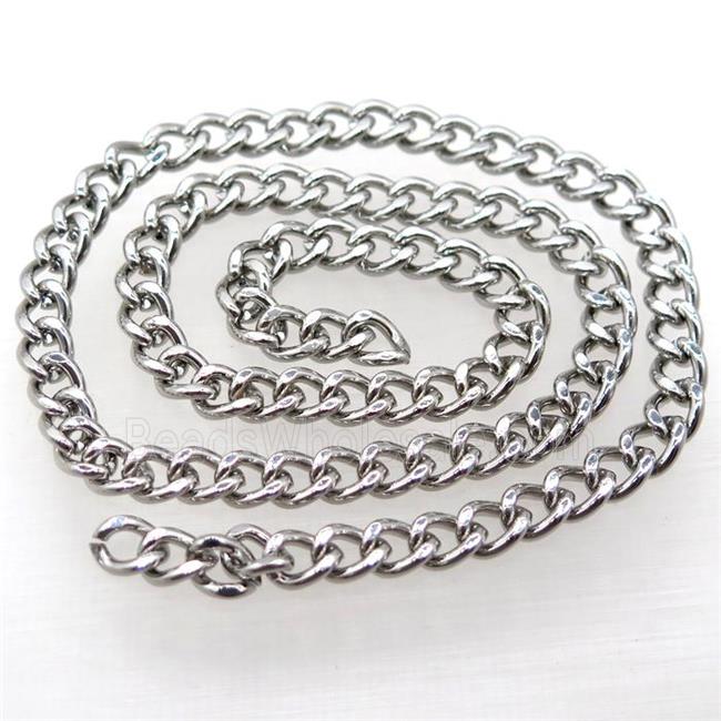 iron curb chain, platinum plated