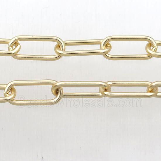 Brass paperclip chain, gold plated
