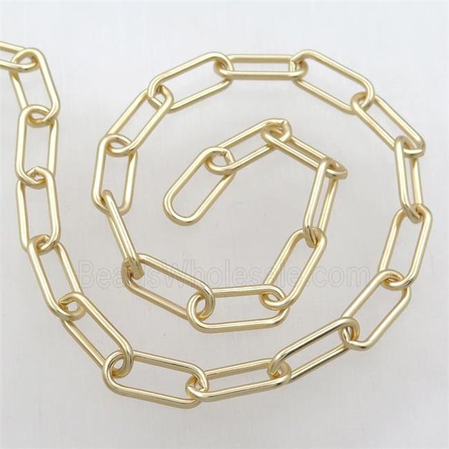Brass paperclip chain, gold plated