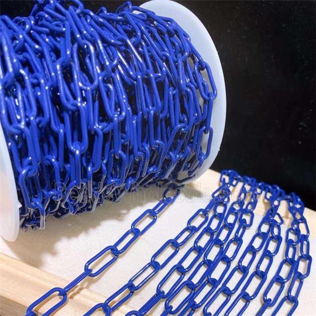 copper paperclip chain with blue fireLacquered