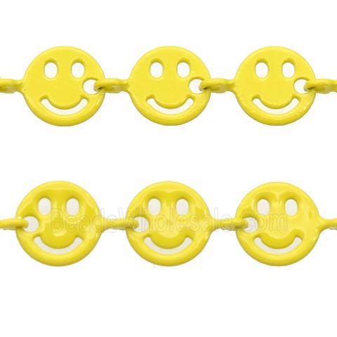 Copper Emoji smileface Chain with fire yellow lacquered