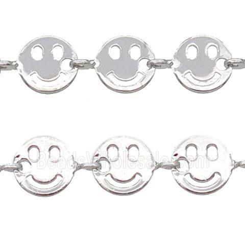 Copper Emoji smileface Chain, platinum plated