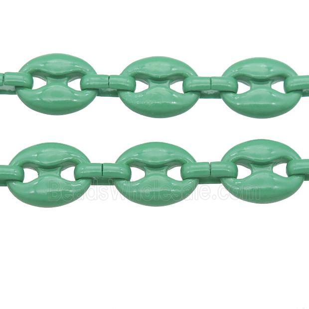 Alloy Chain with fire green lacquered, pignose