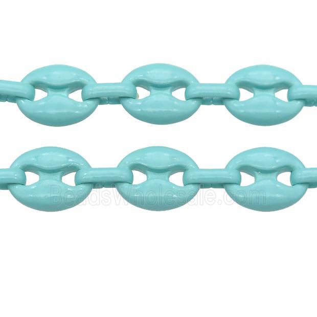 Alloy Chain with fire teal lacquered, pignose