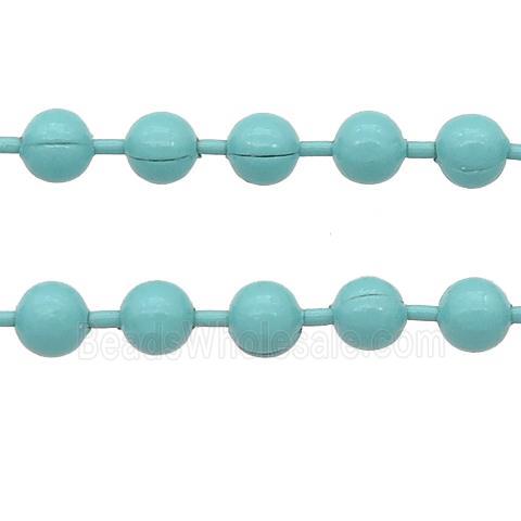 stainless Iron Ball Chain with fire teal lacquer