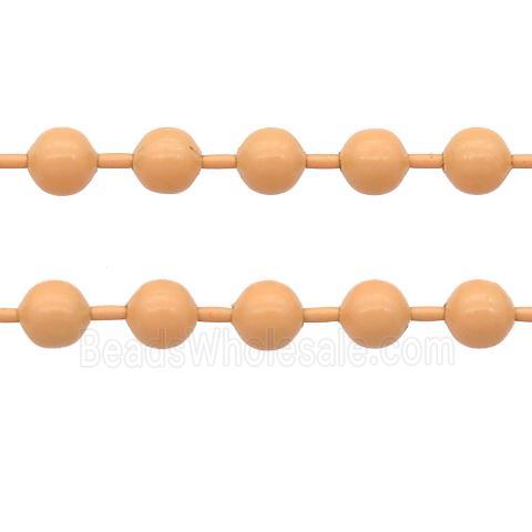 stainless Iron Ball Chain with fire peach lacquer