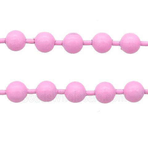 stainless Iron Ball Chain with fire lt.pink lacquer