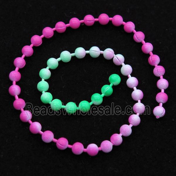 stainless Iron Ball Chain with fire lacquered, multicolor