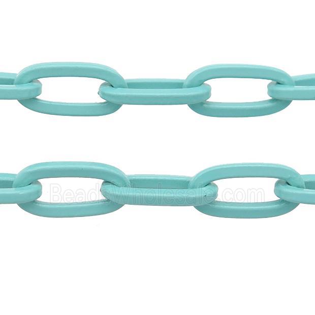 Alloy Paperclip Chain with fire teal lacquered