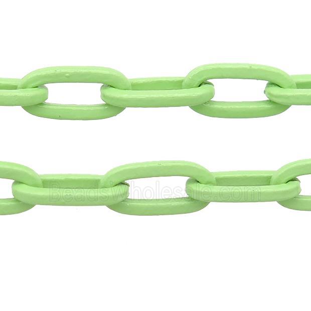 Alloy Paperclip Chain with fire lt.green lacquered